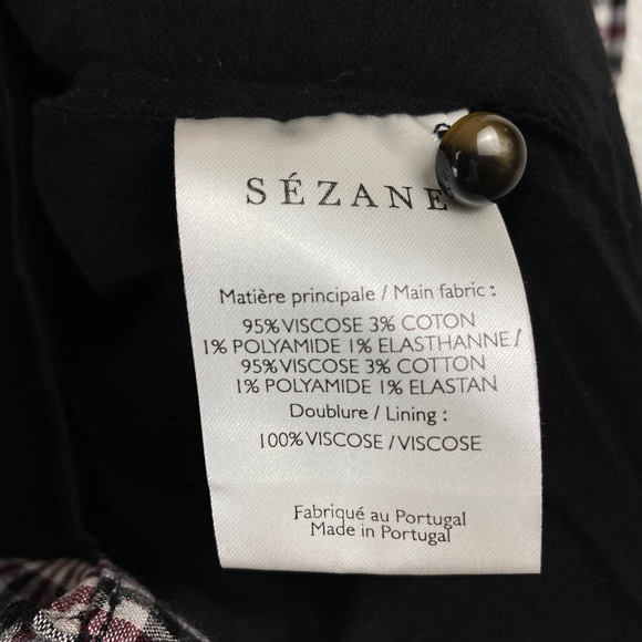 Sezane Selena Dress Lurex Tiles Print Check Tiered Mini Tie Neck Long Sleeve 42 - Picture 9 of 13